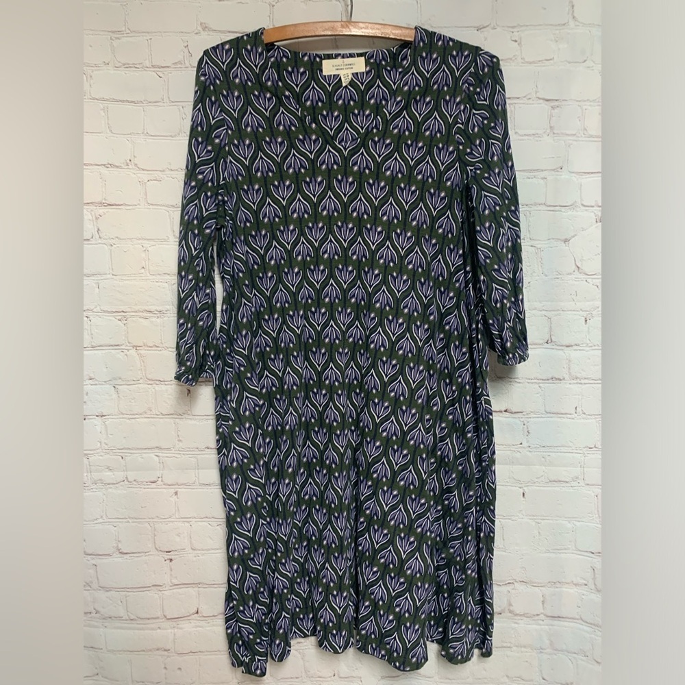SeaSalt Cornwall Organic Cotton Green Purple Patterned Dress Size 6​